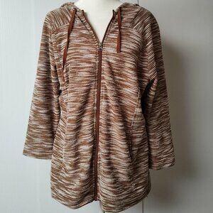 Christopher & Banks full zip, brown and white marble pattern, hoodie size M